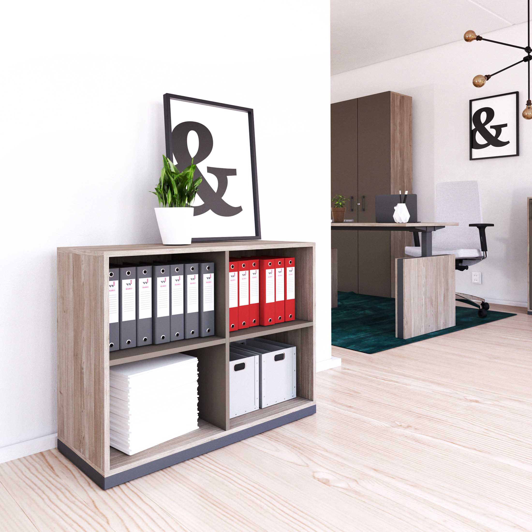 CHOICE bookshelf | 2 OH, 1000 x 760 mm, northern oak gray / cubanite gray