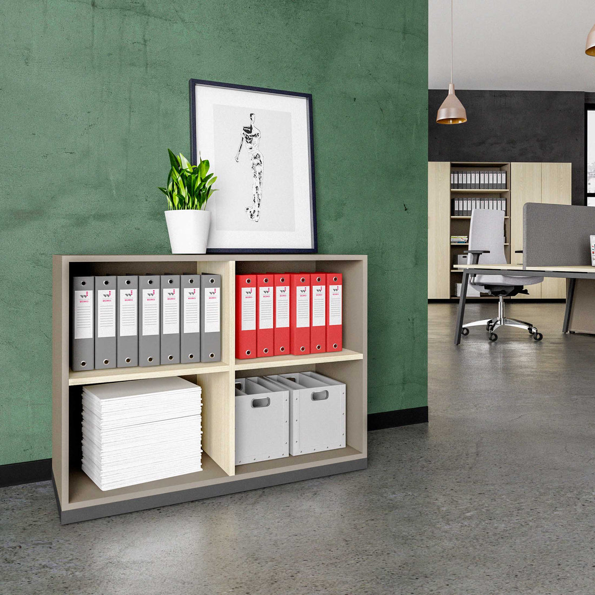 CHOICE Scaffale per libri | 2 OH, 1000 x 760 mm, grigio cubanite / frassino sabbia  - 1 Lightbox Main Image