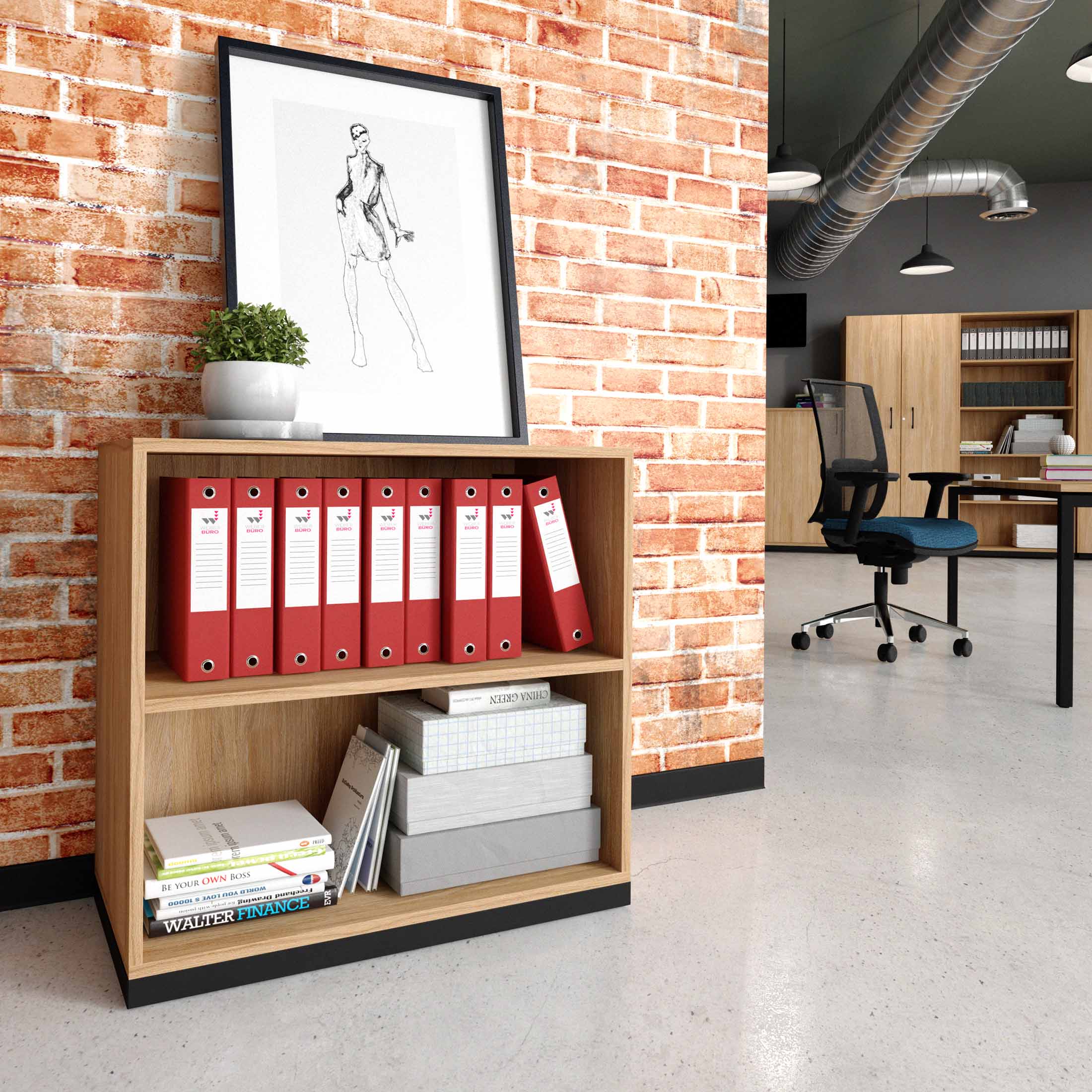 CHOICE bookshelf | 2 OH, 800 x 760 mm, amber oak