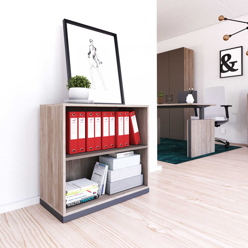 CHOICE Bücherregal | 2 OH, 800 x 760 mm, Nordeiche grau / Cubanitgrau - 1 Main Image