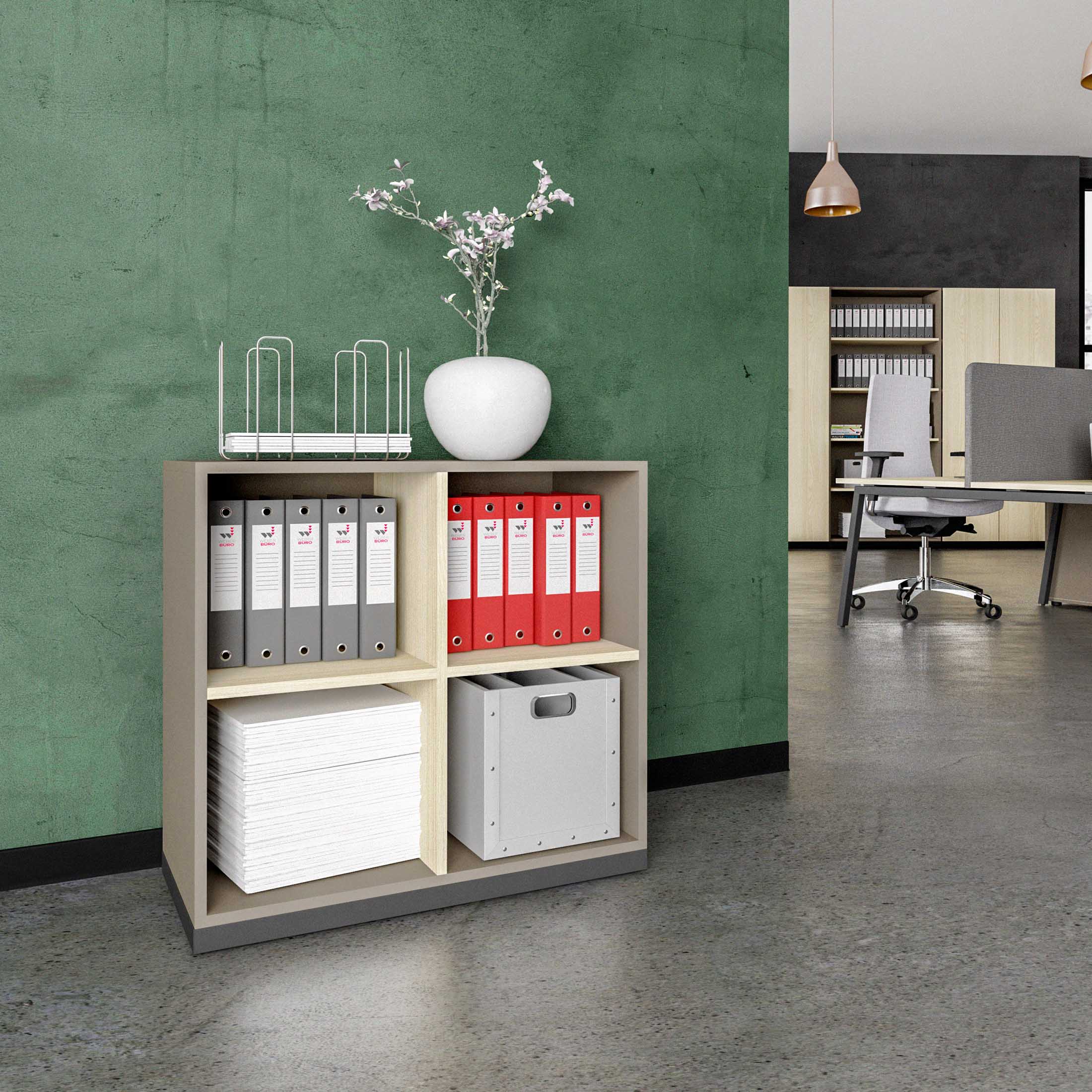 CHOICE bookshelf | 2 OH, 800 x 760 mm, cubanite gray / sand ash