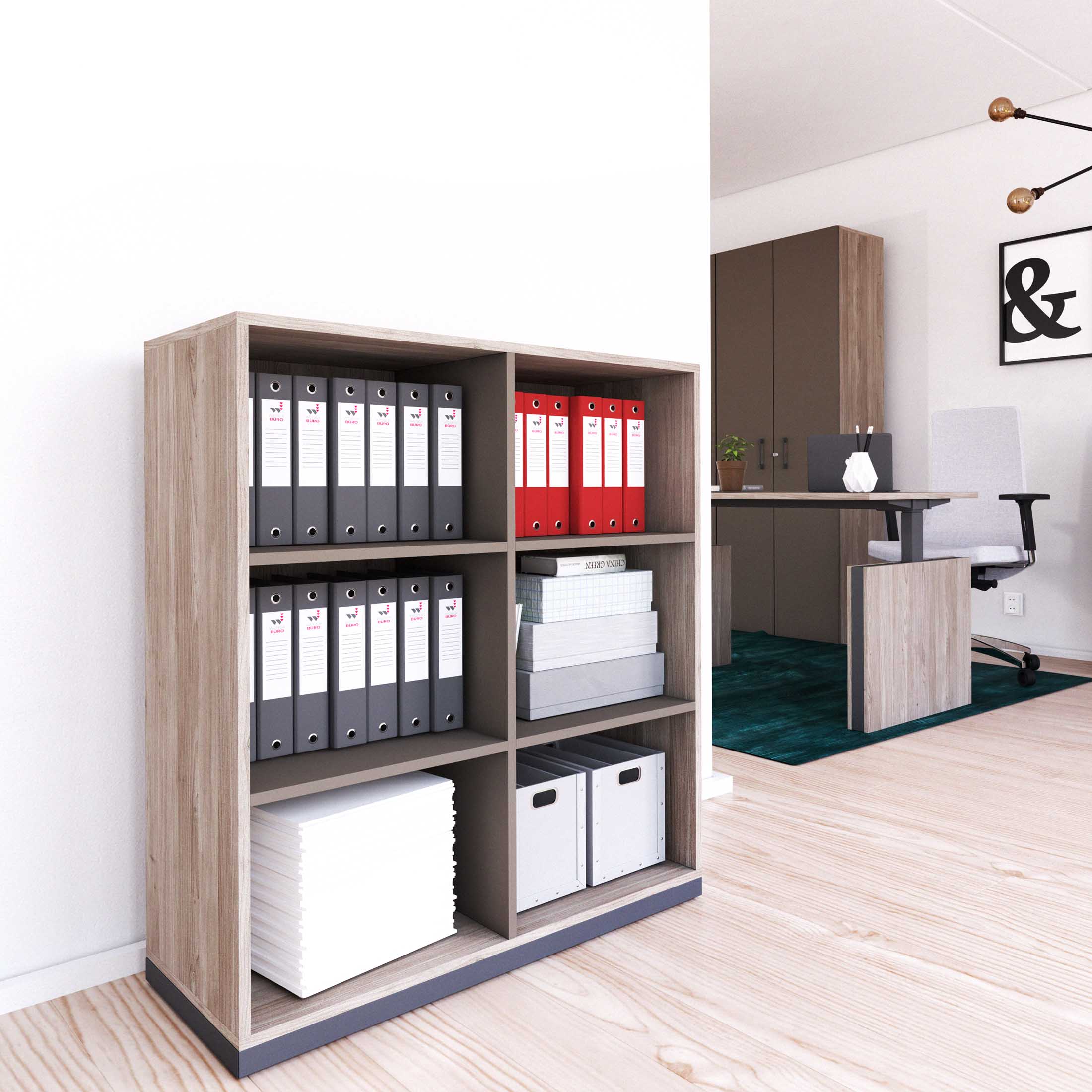 CHOICE bookshelf | 3 OH, 1000 x 1115 mm, northern oak gray / cubanite gray