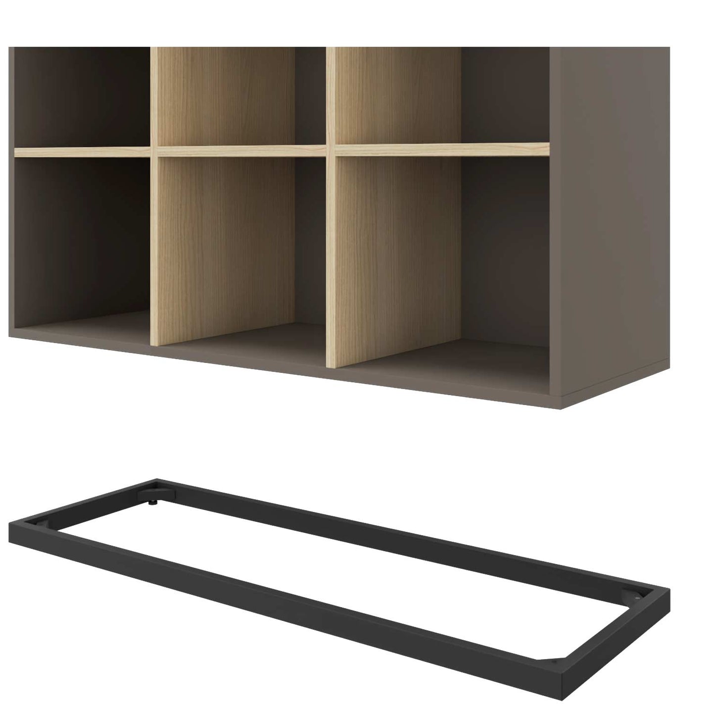 CHOICE bookshelf | 3 OH, 1200 x 1115 mm, cubanite gray / sand ash