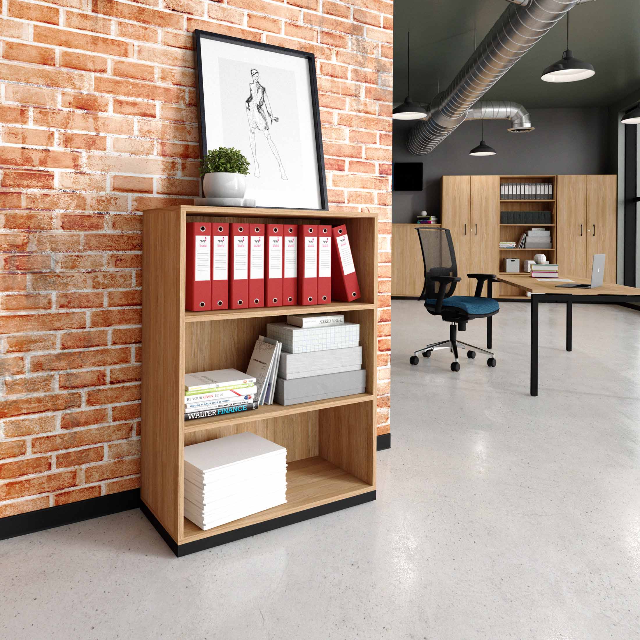 CHOICE bookshelf | 3 OH, 800 x 1115 mm, amber oak