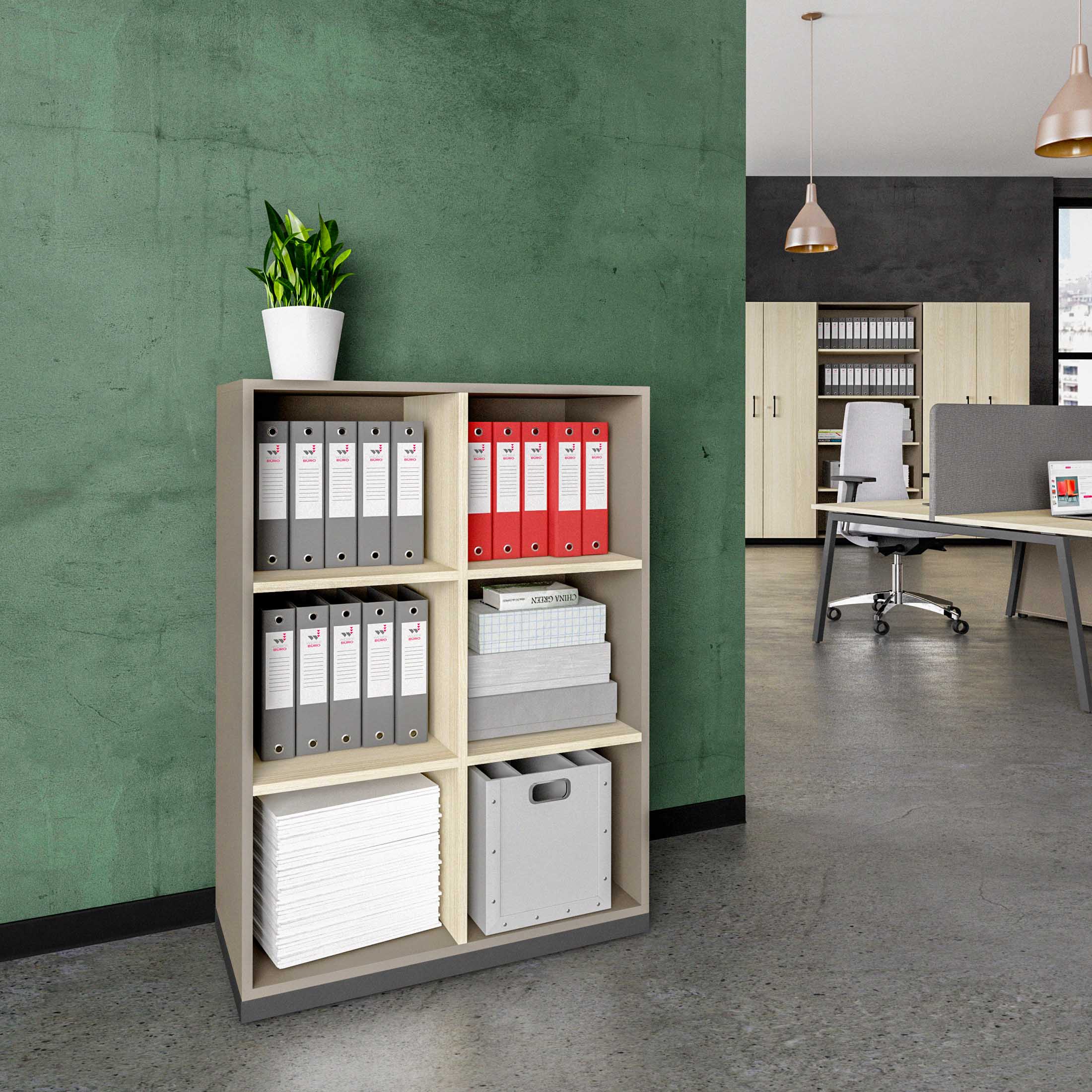 CHOICE bookshelf | 3 OH, 800 x 1115 mm, Cubanite gray / sand ash