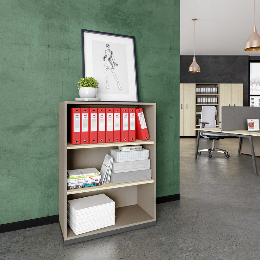 CHOICE bookshelf | 3 OH, 800 x 1115 mm, Cubanite gray / sand ash