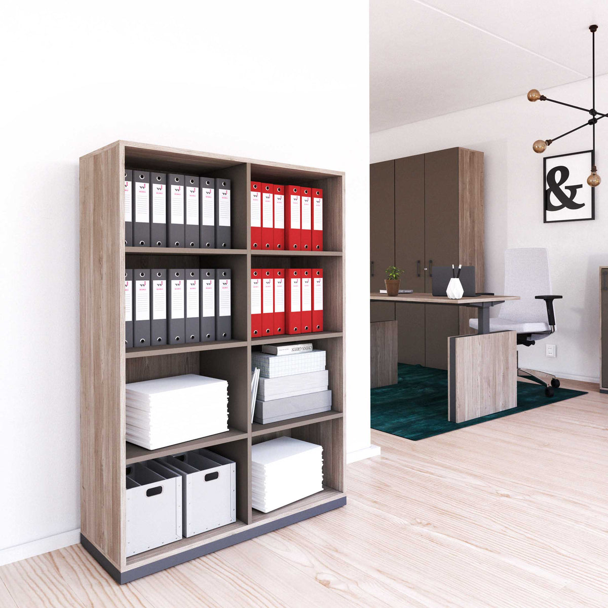 CHOICE Libreria | 4 OH, 1000 x 1465 mm, quercia nordica grigia / grigio cubanite  - 1 Lightbox Main Image