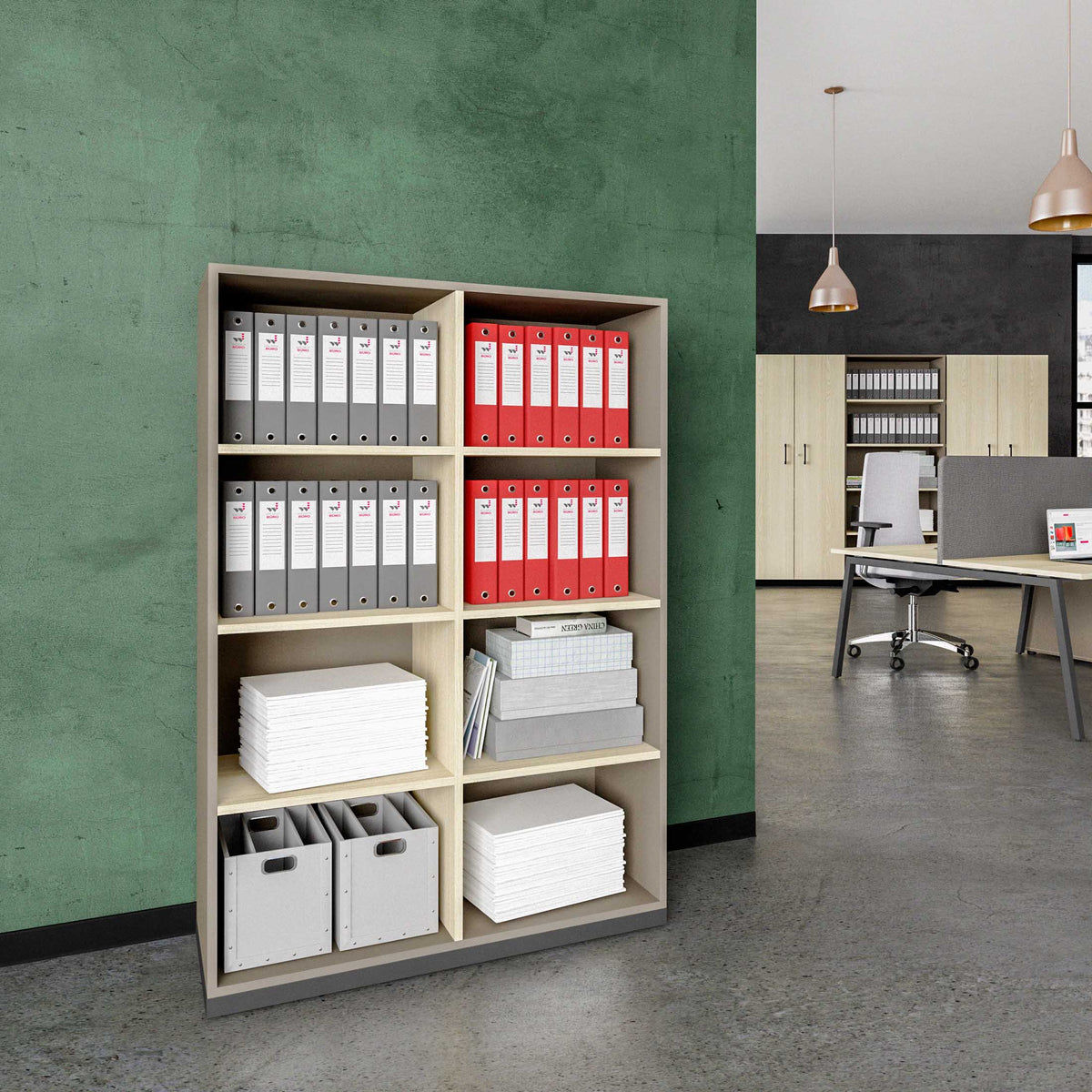 CHOICE bookshelf | 4 OH, 1000 x 1465 mm, cubanite gray / sand ash - 1 Lightbox Main Image