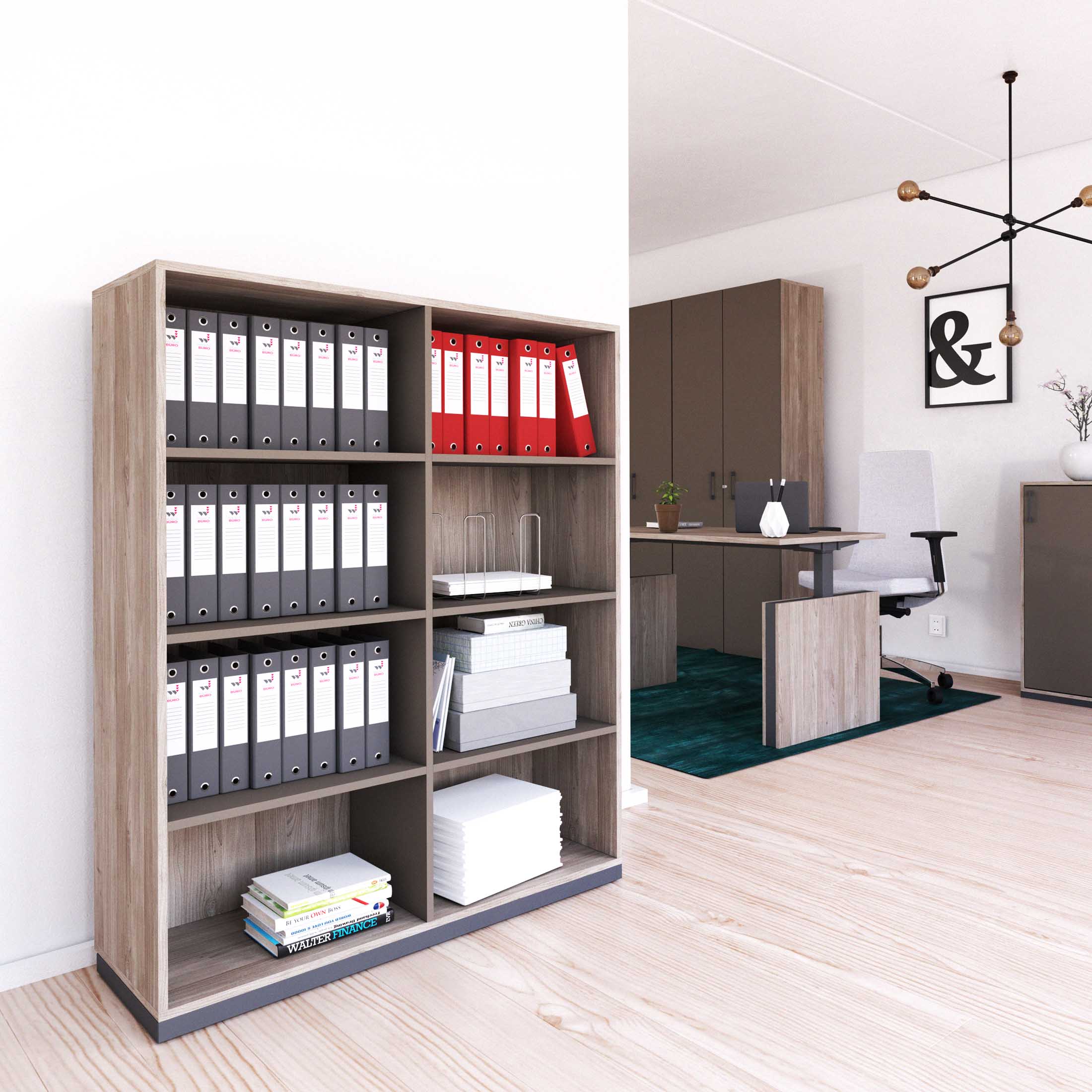 CHOICE Bibliothèque | 4 oh, 1200 x 1465 mm, gris de chêne nord / cubanite gris