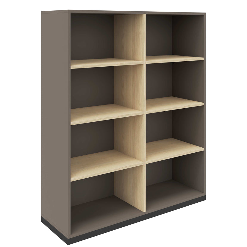 CHOICE bookshelf | 4 OH, 1200 x 1465 mm, cubanite gray / sand ash