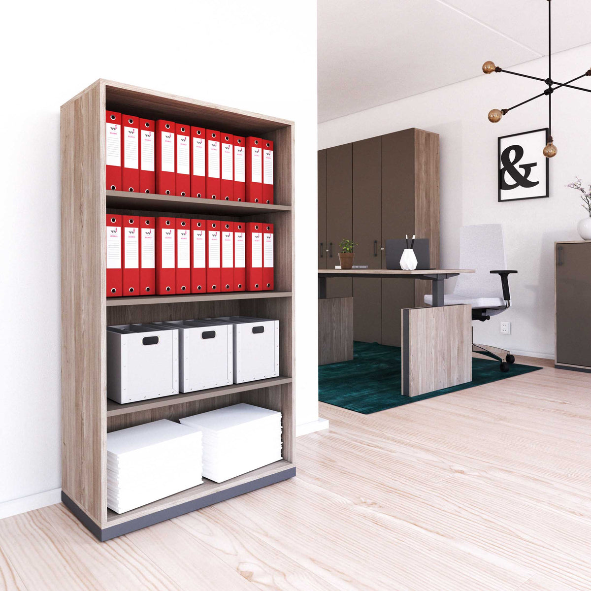 CHOICE Bücherregal | 4 OH, 800 x 1465 mm, Nordeiche grau / Cubanitgrau - 1 Lightbox Main Image
