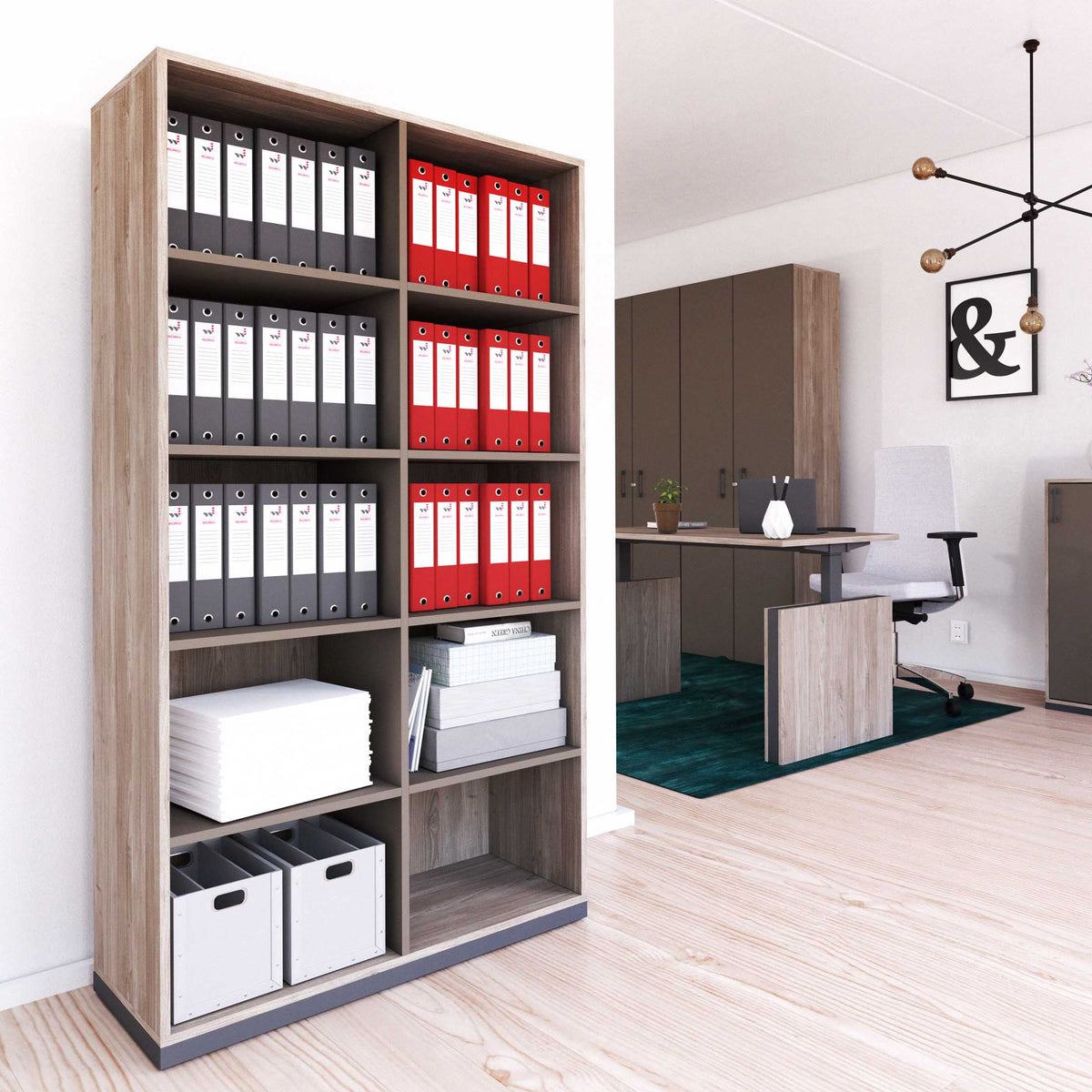CHOICE Bücherregal | 5 OH, 1000 x 1820 mm, Nordeiche grau / Cubanitgrau - 1 Lightbox Main Image