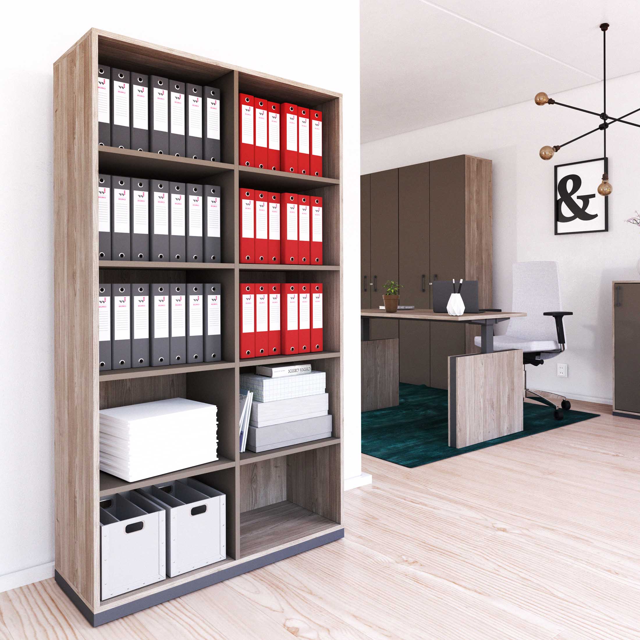 CHOICE bookshelf | 5 OH, 1000 x 1820 mm, northern oak gray / cubanite gray