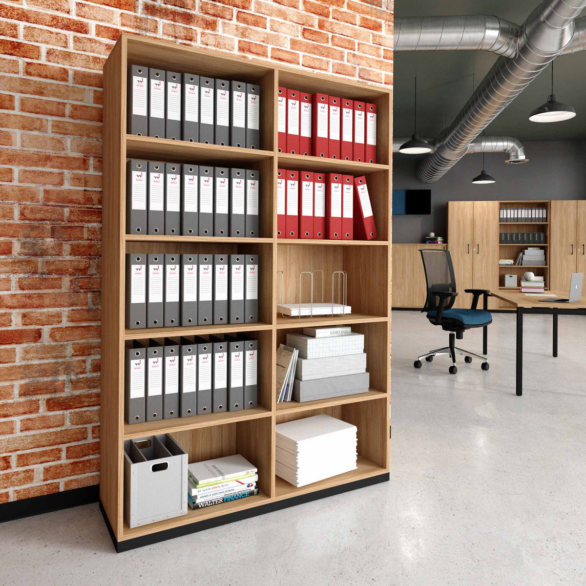 CHOICE bookshelf | 5 OH, 1200 x 1820 mm, amber oak - 1 Lightbox Main Image