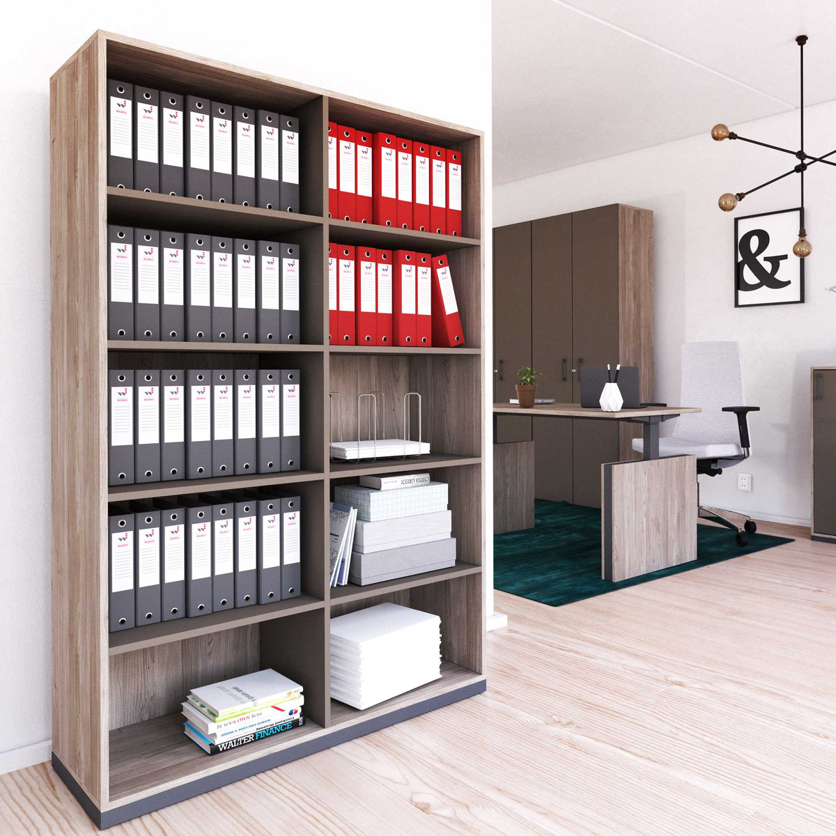 CHOICE bookshelf | 5 OH, 1200 x 1820 mm, northern oak gray / cubanite gray - 1 Lightbox Main Image