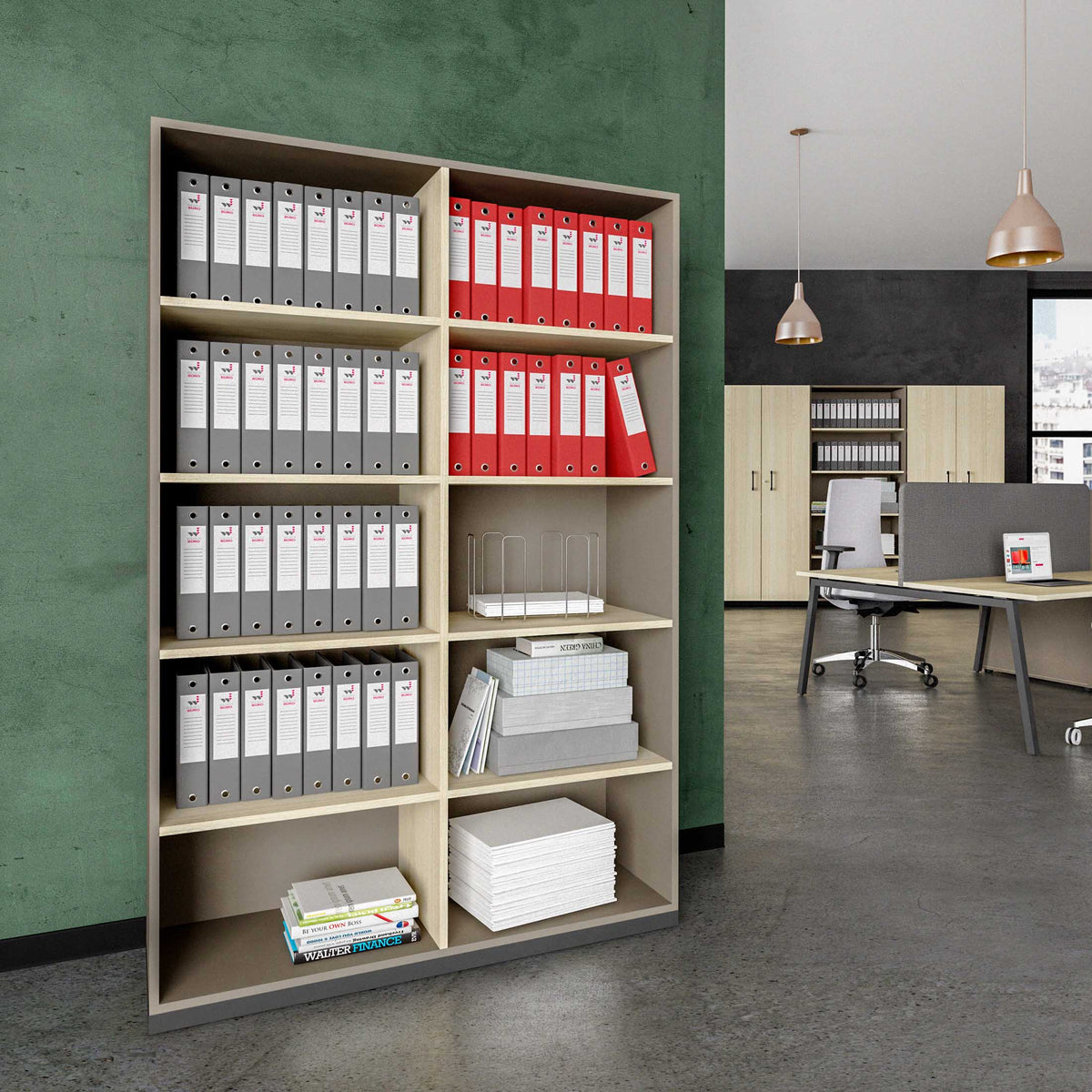 CHOICE bookshelf | 5 OH, 1200 x 1820 mm, cubanite gray / sand ash - 1 Lightbox Main Image