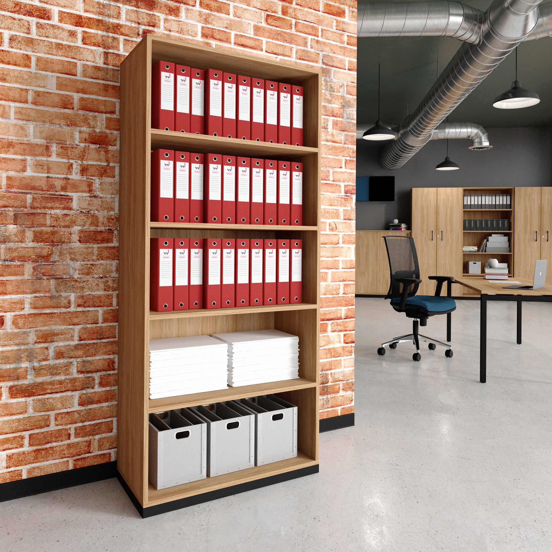 CHOICE bookshelf | 5 OH, 800 x 1820 mm, amber oak