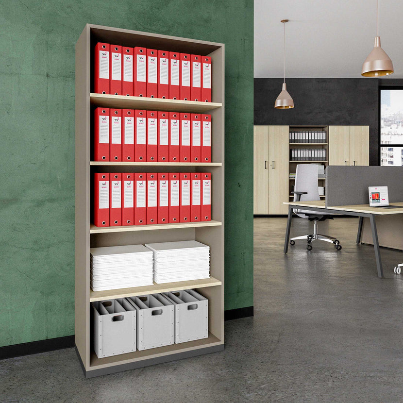 CHOICE bookshelf | 5 OH, 800 x 1820 mm, cubanite gray / sand ash