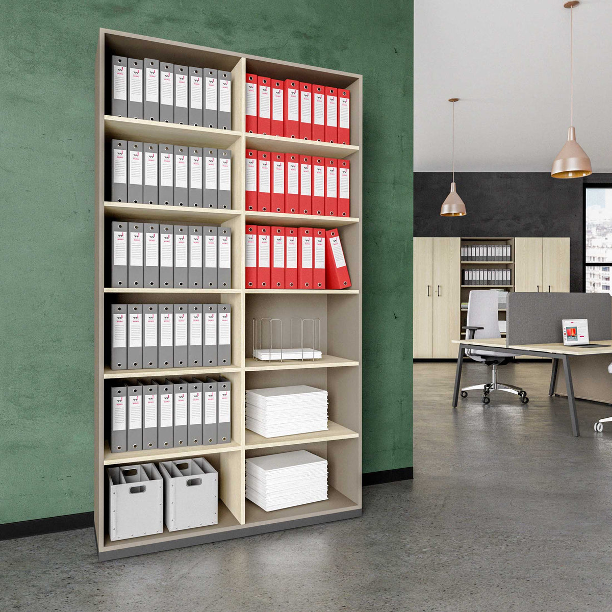 CHOICE Libreria | 6 OH, 1200 x 2170 mm, grigio cubanite / rovere sabbia  - 1 Lightbox Main Image