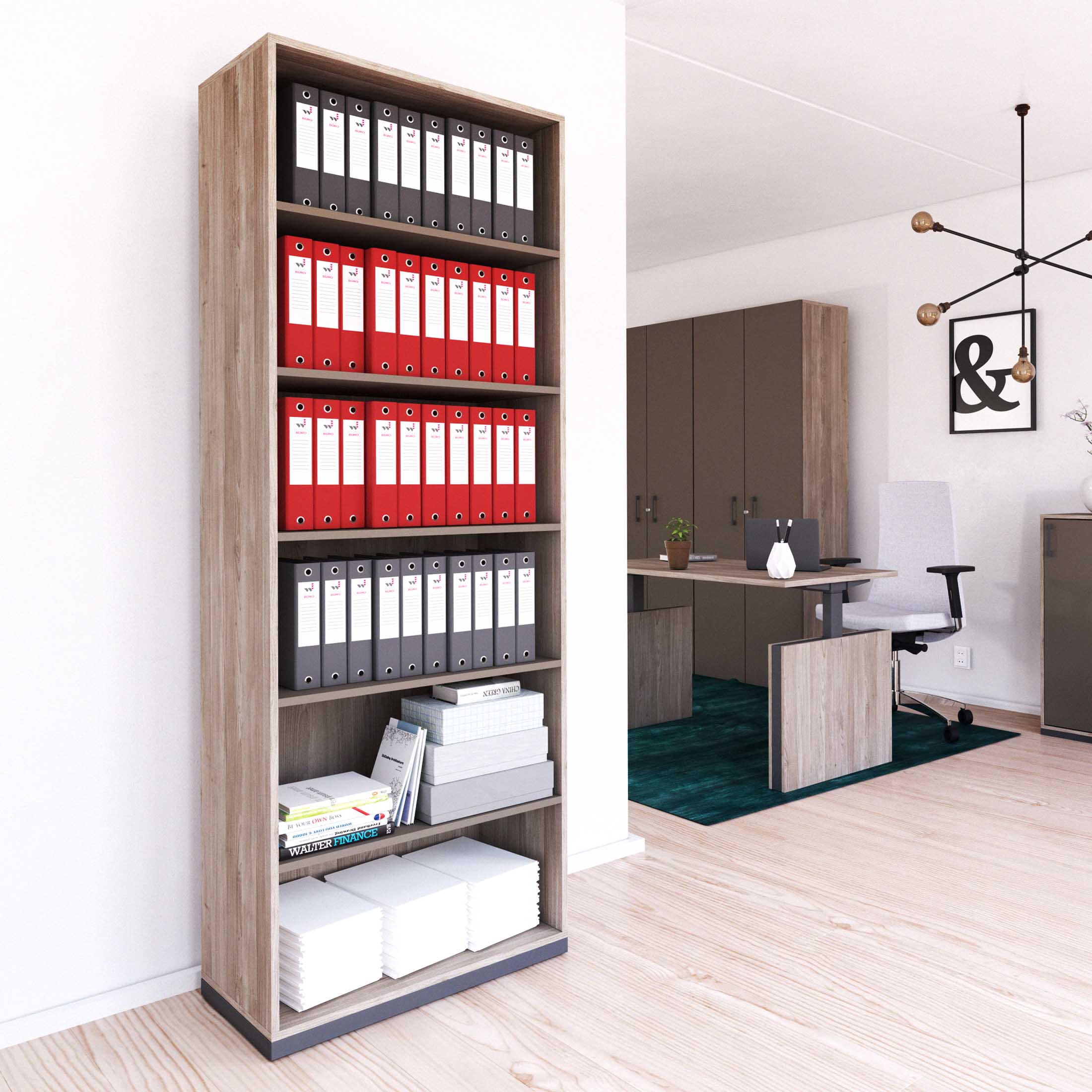 CHOICE bookshelf | 6 OH, 800 x 2170 mm, northern oak gray / cubanite gray