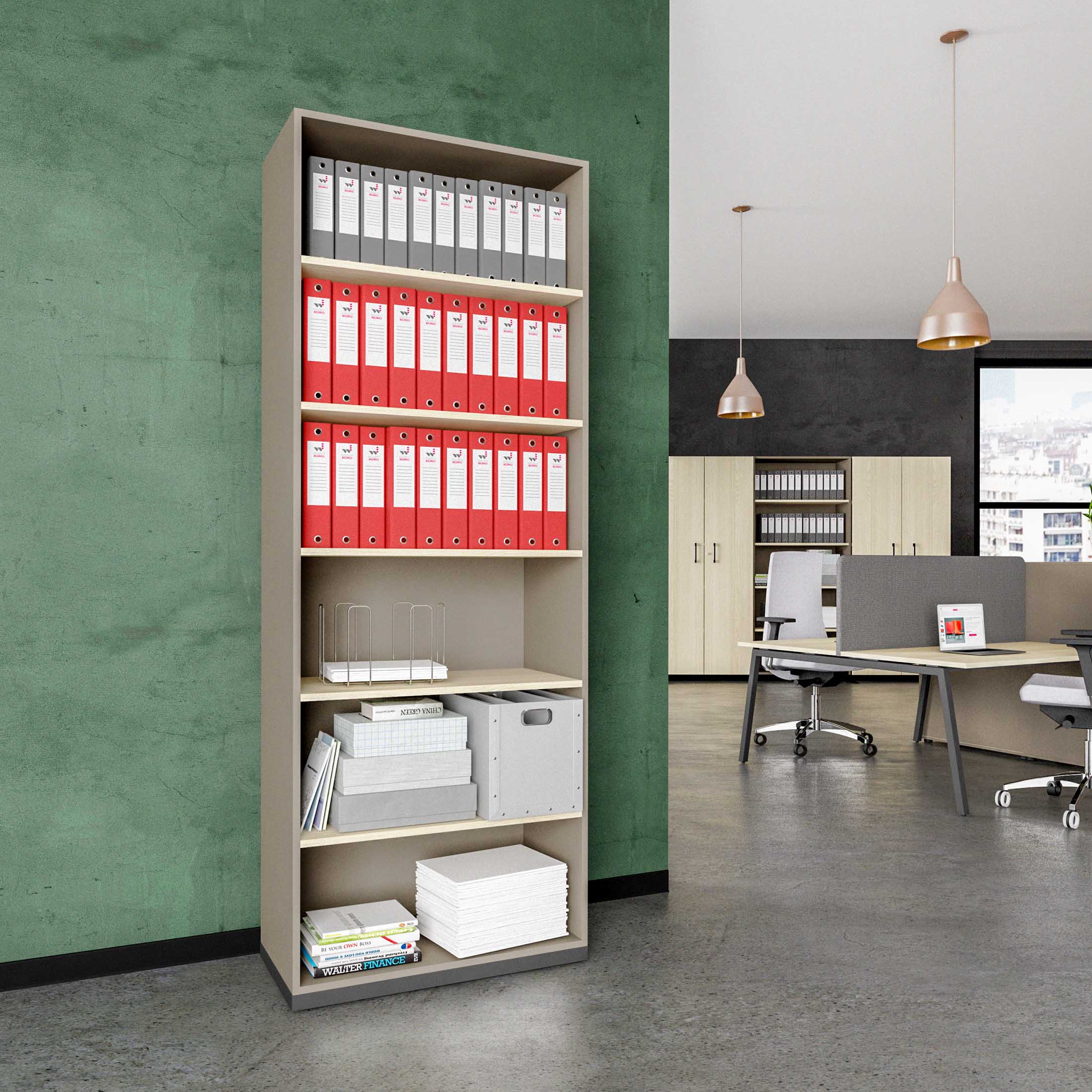 CHOICE bookshelf | 6 OH, 800 x 2170 mm, Cubanite gray / sand ash