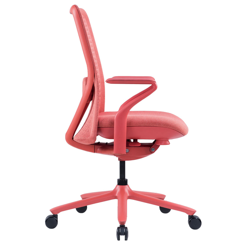 POLY Bürodrehstuhl | Premium-Drehstuhl, atmungsaktiver 3D-Knit-Bezug, Lordosenstütze, Coral