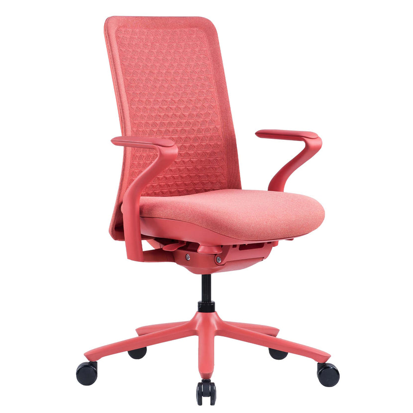 POLY Bürodrehstuhl | Premium-Drehstuhl, atmungsaktiver 3D-Knit-Bezug, Lordosenstütze, Coral