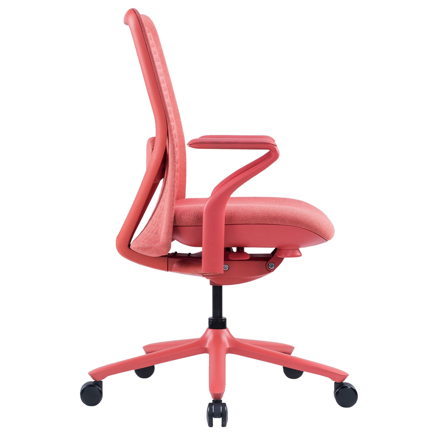 POLY Chaise oscillante de bureau | Chaise pivotante premium, couverture 3D tricot respirante, support de lordose, corail