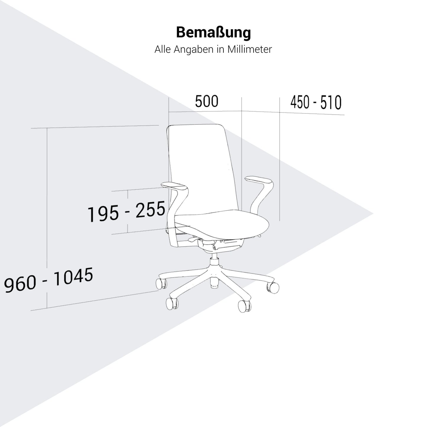 POLY Bürodrehstuhl | Premium-Drehstuhl Lordosenstütze, atmungsaktiver 3D-Knit-Bezug, Hellgrau