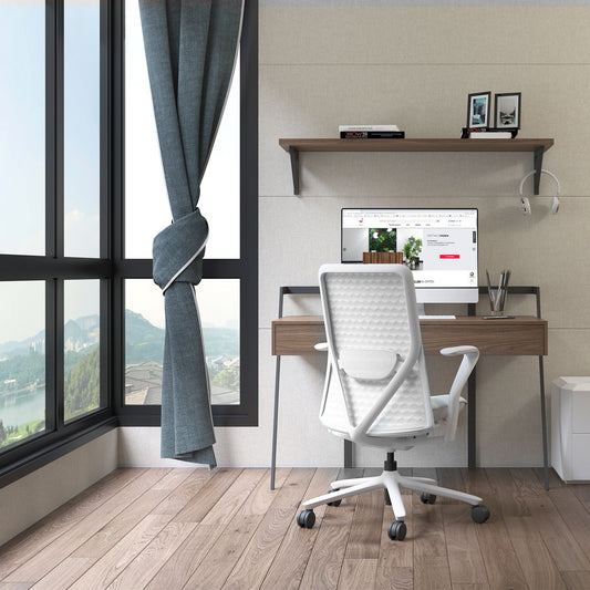 POLY Office swinging chair | Premium swinging chair lordosis support, breathable 3D-KNIT cover, light gray