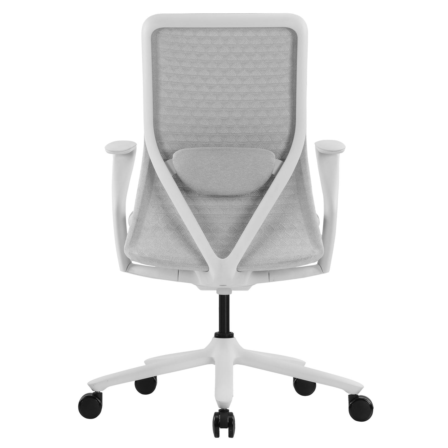 POLY Bürodrehstuhl | Premium-Drehstuhl Lordosenstütze, atmungsaktiver 3D-Knit-Bezug, Hellgrau