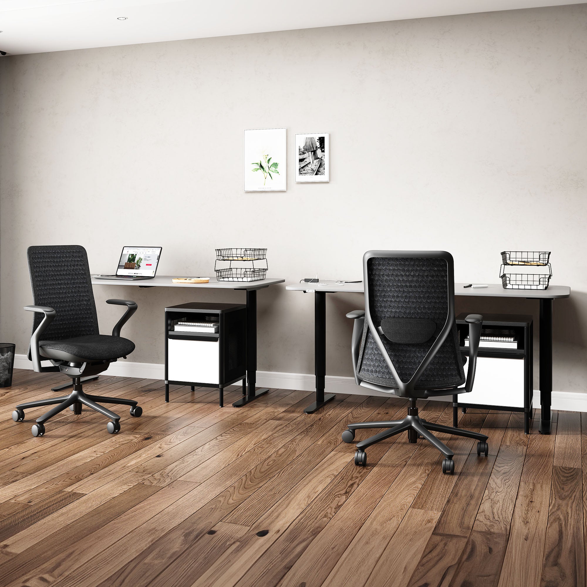 POLY Bürodrehstuhl | Premium-Drehstuhl, atmungsaktiver 3D-Knit-Bezug, Lordosenstütze, Schwarz