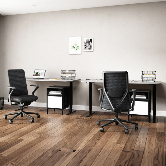 POLY Sedia oscillante per ufficio | Sedia girevole premium, copertura traspirante 3D, supporto lordosi, nero