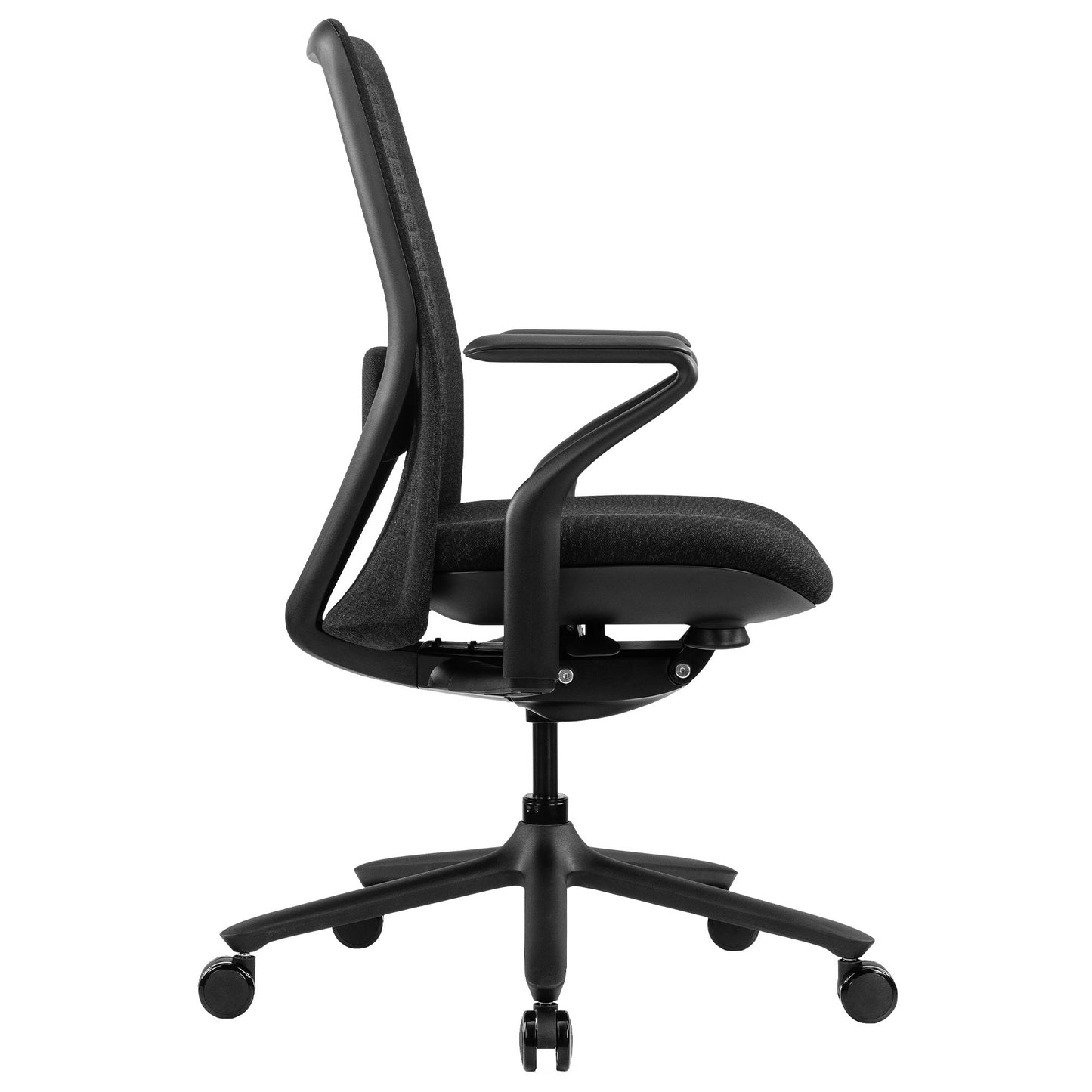 POLY Sedia oscillante per ufficio | Sedia girevole premium, copertura traspirante 3D, supporto lordosi, nero