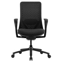 POLY Chaise oscillante de bureau | Chaise pivotante premium, couverture tricot 3D respirante, support de lordose, noir