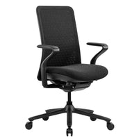 POLY Chaise oscillante de bureau | Chaise pivotante premium, couverture tricot 3D respirante, support de lordose, noir