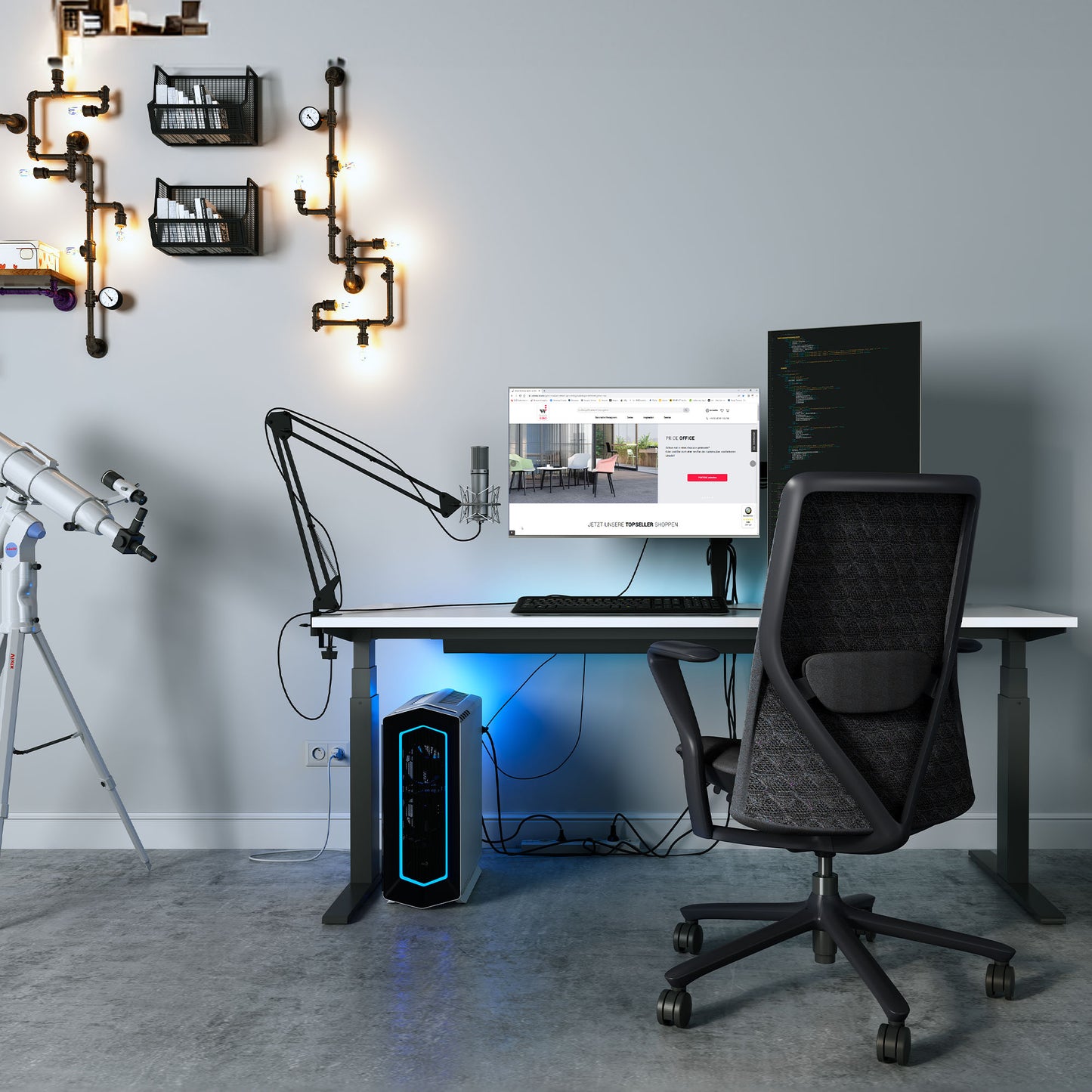 POLY Sedia oscillante per ufficio | Sedia girevole premium, copertura traspirante 3D, supporto lordosi, nero