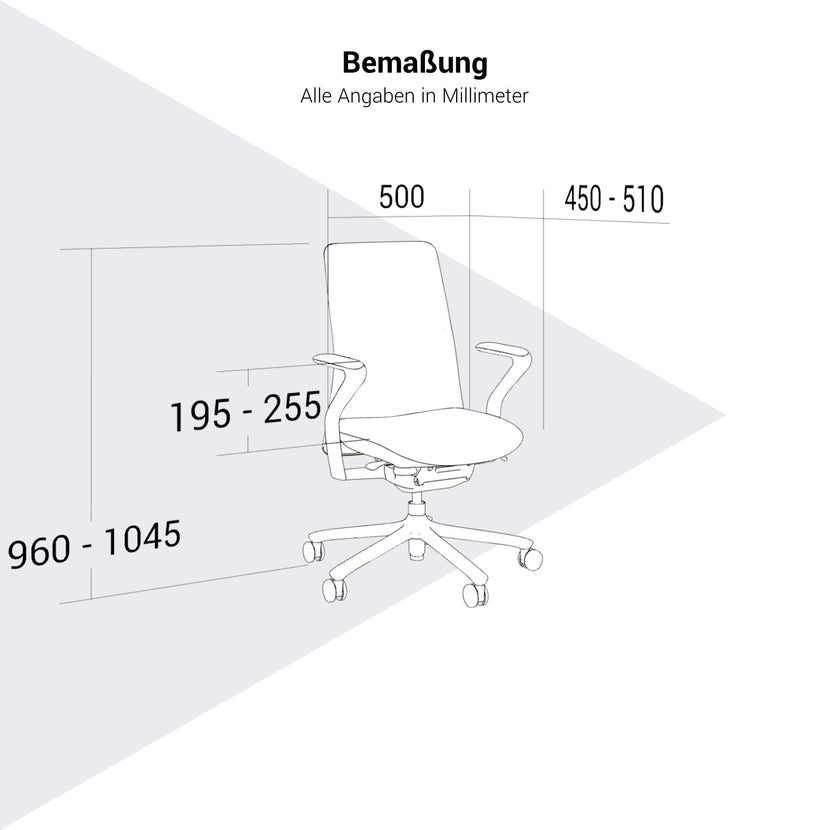 POLY Bürodrehstuhl | Premium-Drehstuhl, atmungsaktiver 3D-Knit-Bezug, Lordosenstütze, Schwarz