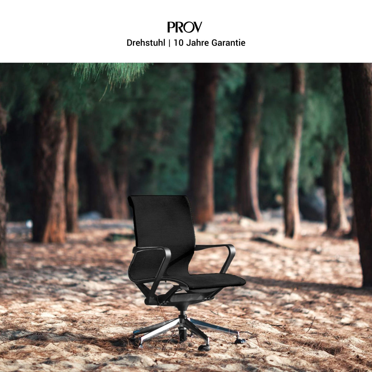 PROV office swivel chair | Breathable mesh back, rocker mechanism, black - 9 Lightbox Main Image