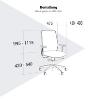 SURF office swivel chair | Synchronous mechanism, 3D armrests, brown-gray / metal gray