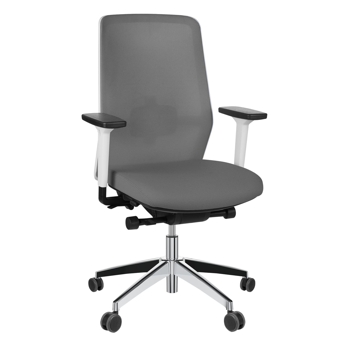 SURF office swivel chair | Synchronous mechanism, 3D armrests, brown-gray / metal gray