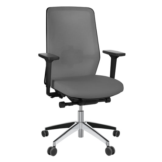 SURF office swivel chair | Synchronous mechanism, 3D armrests, brown-gray / metal gray