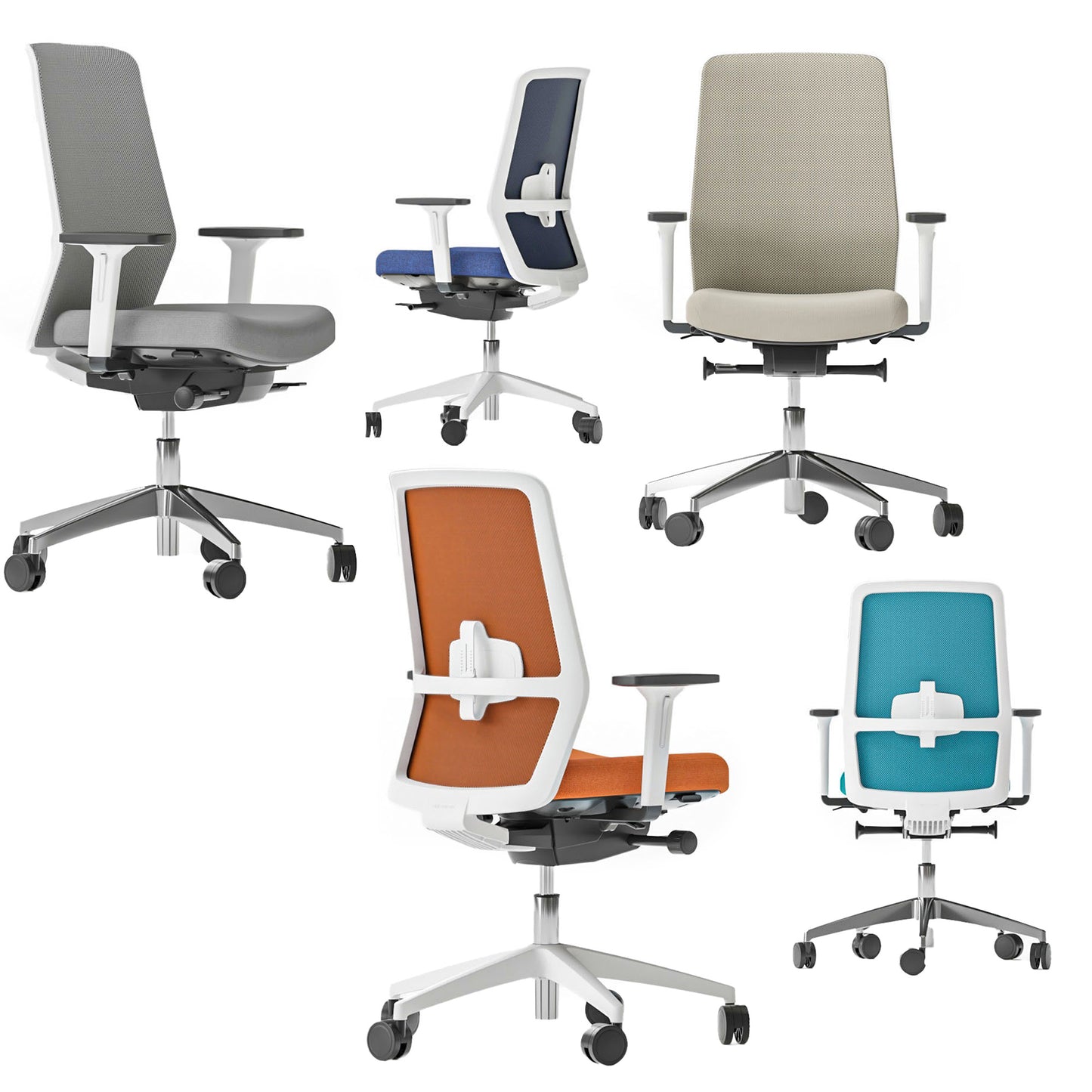 SURF office swivel chair | Synchronous mechanism, 3D armrests, brown-gray / metal gray