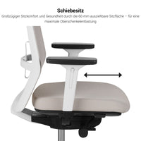 SURF Bürodrehstuhl | Synchronmechanik, 3D-Armlehnen, Cappuchino / Baumwollgrau