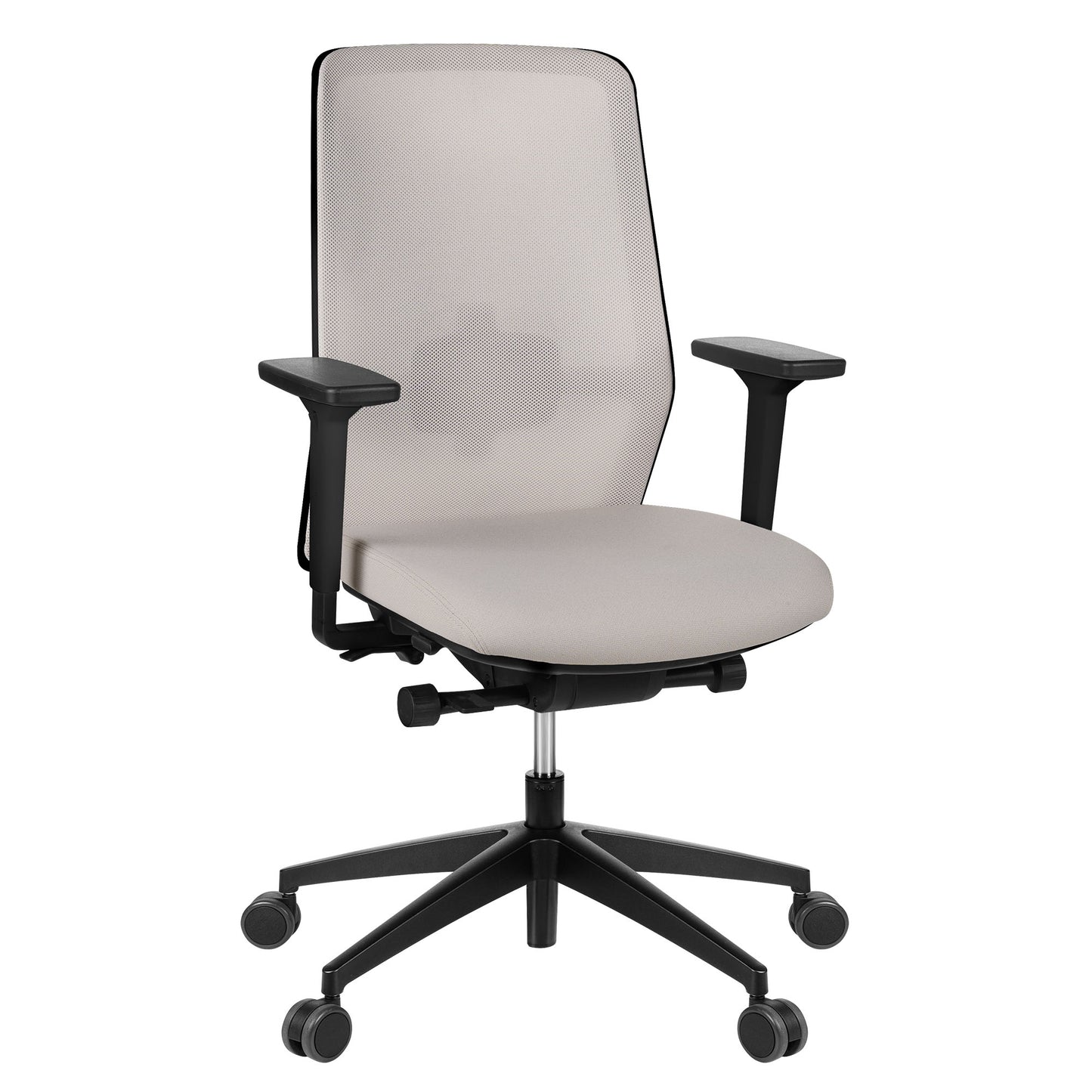 SURF Bürodrehstuhl | Synchronmechanik, 3D-Armlehnen, Cappuchino / Baumwollgrau