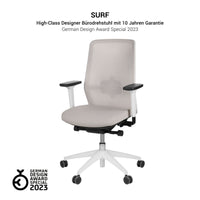 SURF Bürodrehstuhl | Synchronmechanik, 3D-Armlehnen, Cappuchino / Baumwollgrau