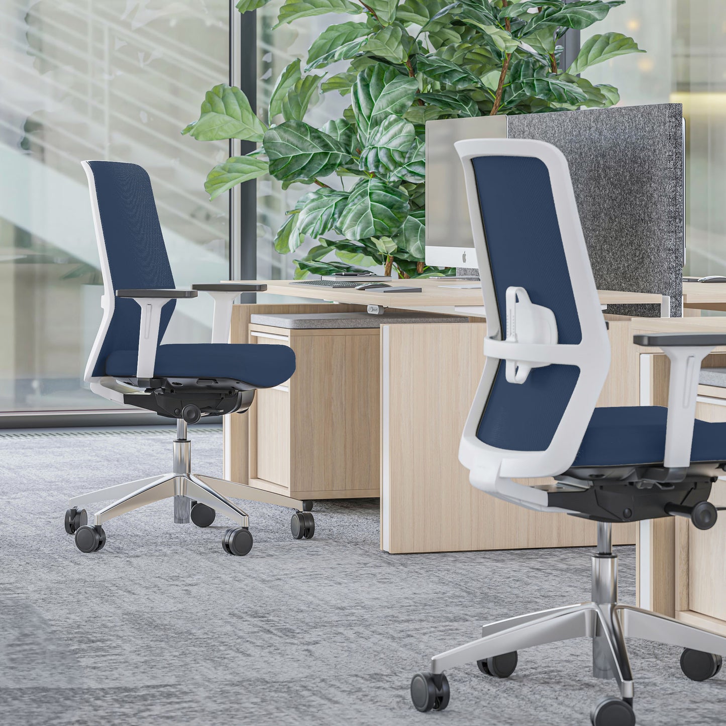 SURF Bürodrehstuhl | Synchronmechanik, 3D-Armlehnen, Dunkelblau / Mitternachtsblau