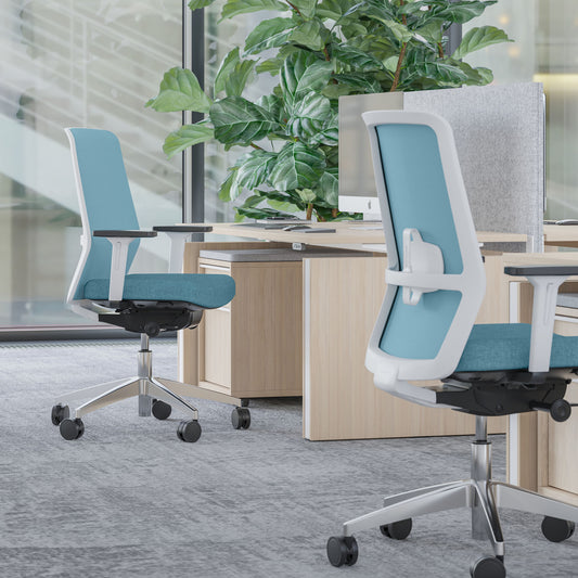 SURF office swivel chair | Synchronous mechanism, 3D armrests, sky blue / azure blue