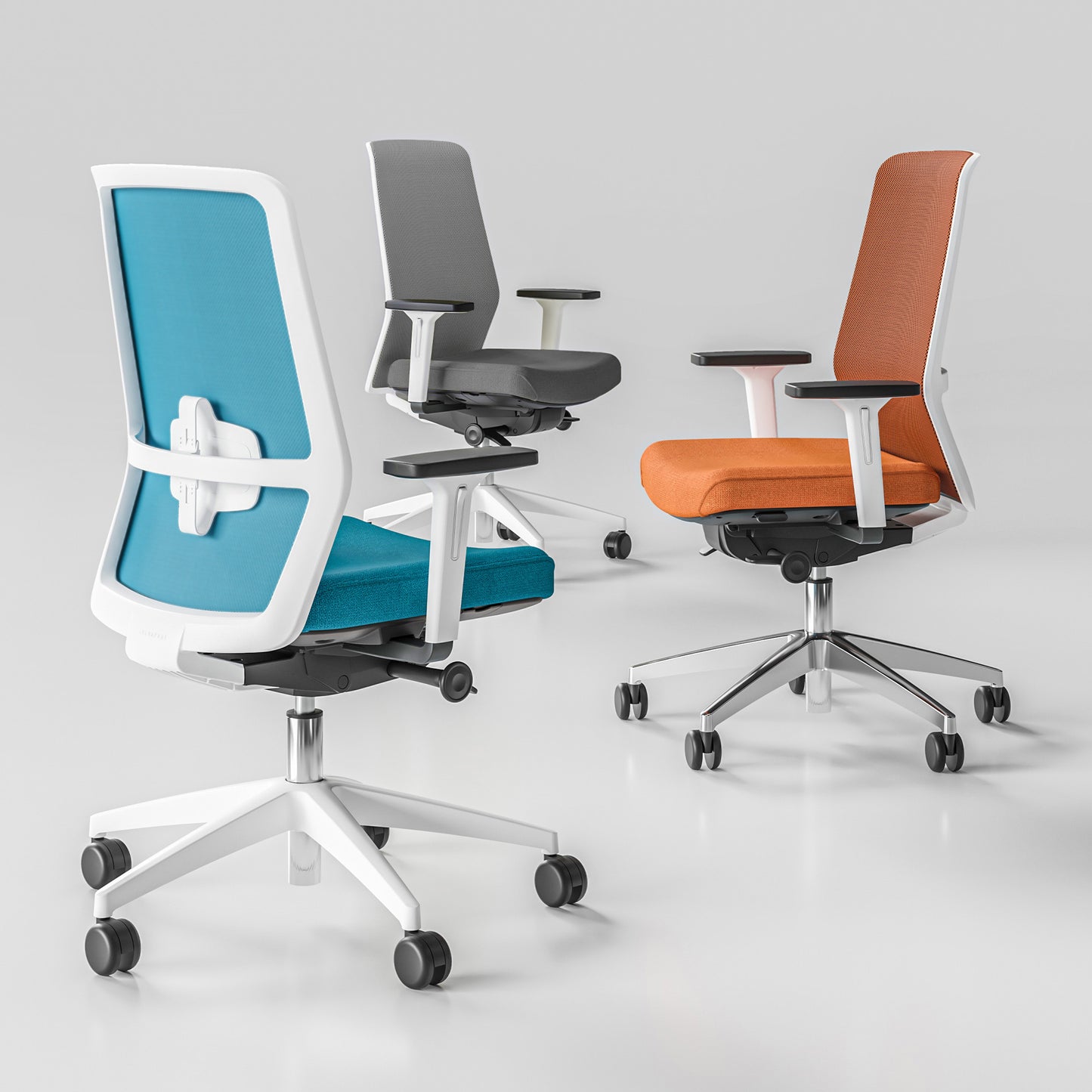 SURF Bürodrehstuhl | Synchronmechanik, 3D-Armlehnen, Himmelblau / Azurblau