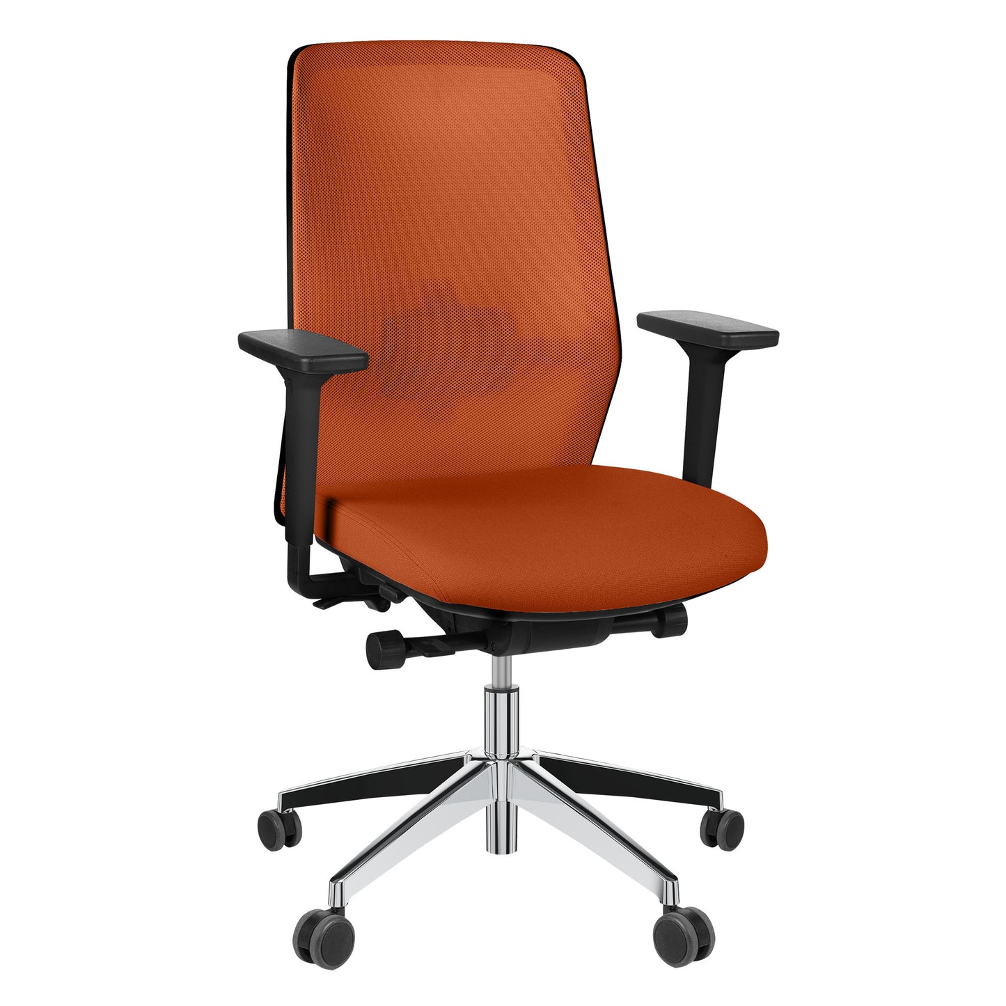 Chaise pivotante de bureau SURF | Mécanisme synchrone, accoudoirs 3D, orange / jaune-orange